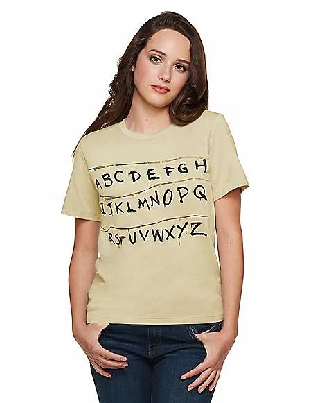 Top 10 ๐ Adult Alphabet Wall T ๐ Shirt - Stranger Things ๐งจ 5 Top 10 ๐ Adult Alphabet Wall T ๐ Shirt - Stranger Things ๐งจ - Image 4