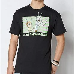 Deals 🔔 Peace Among Worlds T 👚 Shirt - Rick and Morty 🧨
