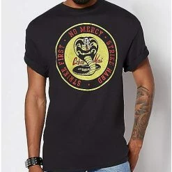 Coupon โ Strike First Strike Hard No Mercy T ๐ Shirt - Cobra Kai ๐
