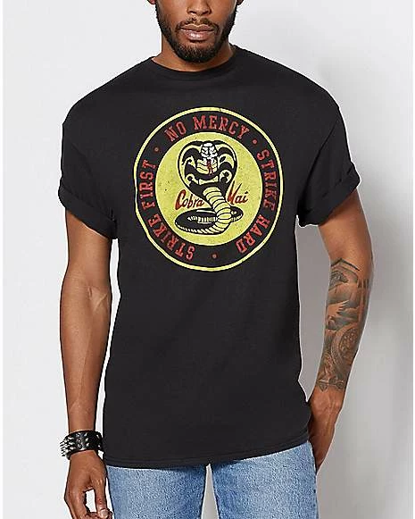 Coupon โ Strike First Strike Hard No Mercy T ๐ Shirt - Cobra Kai ๐ 3 Coupon โ Strike First Strike Hard No Mercy T ๐ Shirt - Cobra Kai ๐