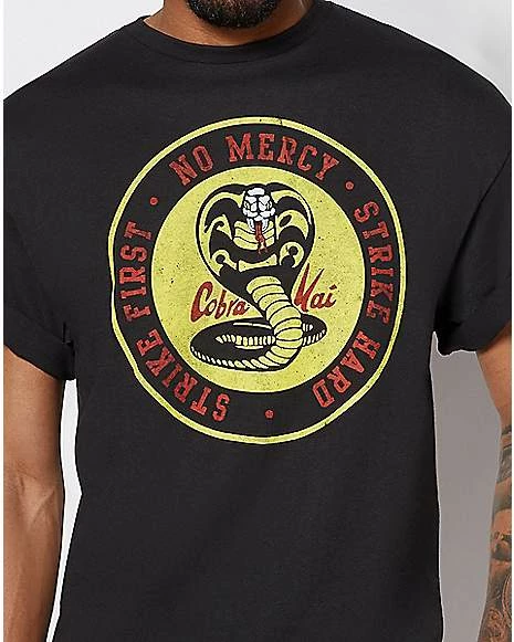 Coupon โ Strike First Strike Hard No Mercy T ๐ Shirt - Cobra Kai ๐ 4 Coupon โ Strike First Strike Hard No Mercy T ๐ Shirt - Cobra Kai ๐ - Image 2