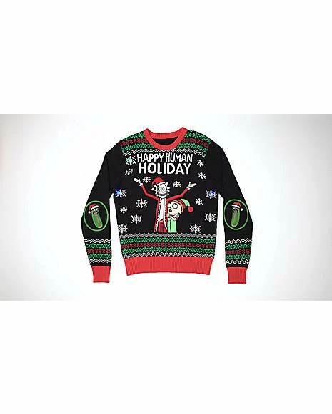 Buy โ๏ธ Light-Up Happy Human Holiday Ugly ๐ Christmas Sweater - Rick and Morty ๐งจ - Image 7