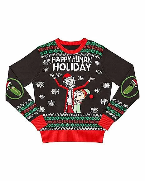 Buy โ๏ธ Light-Up Happy Human Holiday Ugly ๐ Christmas Sweater - Rick and Morty ๐งจ - Image 5
