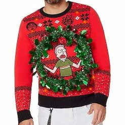 Cheapest 🎉 Light-Up Jerry Wreath Ugly ❄ Christmas Sweater - Rick and Morty 😉