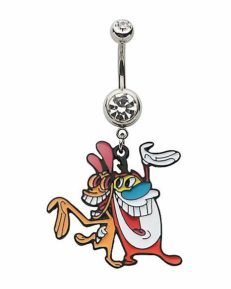 Budget 🛒 CZ Ren and Stimpy Dangle Belly Ring 14 Gauge - The Ren & Stimpy Show 💯 3 Budget 🛒 CZ Ren and Stimpy Dangle Belly Ring 14 Gauge - The Ren & Stimpy Show 💯