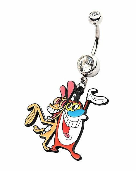 Budget 🛒 CZ Ren and Stimpy Dangle Belly Ring 14 Gauge - The Ren & Stimpy Show 💯 4 Budget 🛒 CZ Ren and Stimpy Dangle Belly Ring 14 Gauge - The Ren & Stimpy Show 💯 - Image 2