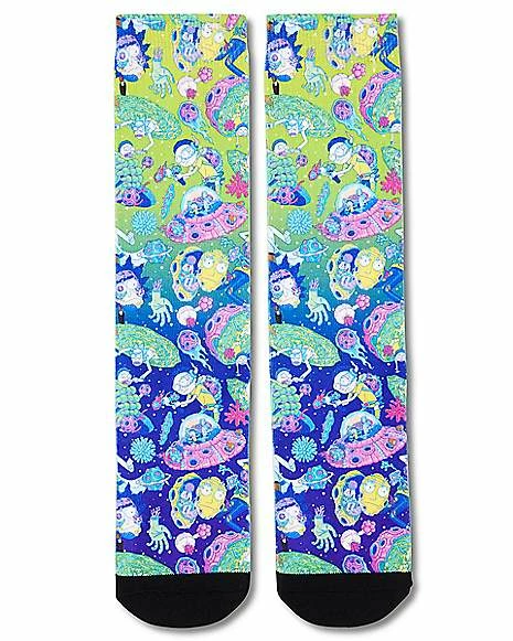 Outlet 🔔 Trippy Space Rick and Morty Crew 🧦 Socks 🤩 3 Outlet 🔔 Trippy Space Rick and Morty Crew 🧦 Socks 🤩